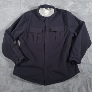 Faherty Shirt Jac Mens XL Black Epic Fleece Sherpa Lined Shacket
